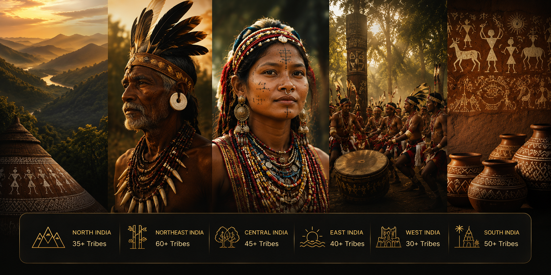 Tribal woman with traditional face art and jewelry